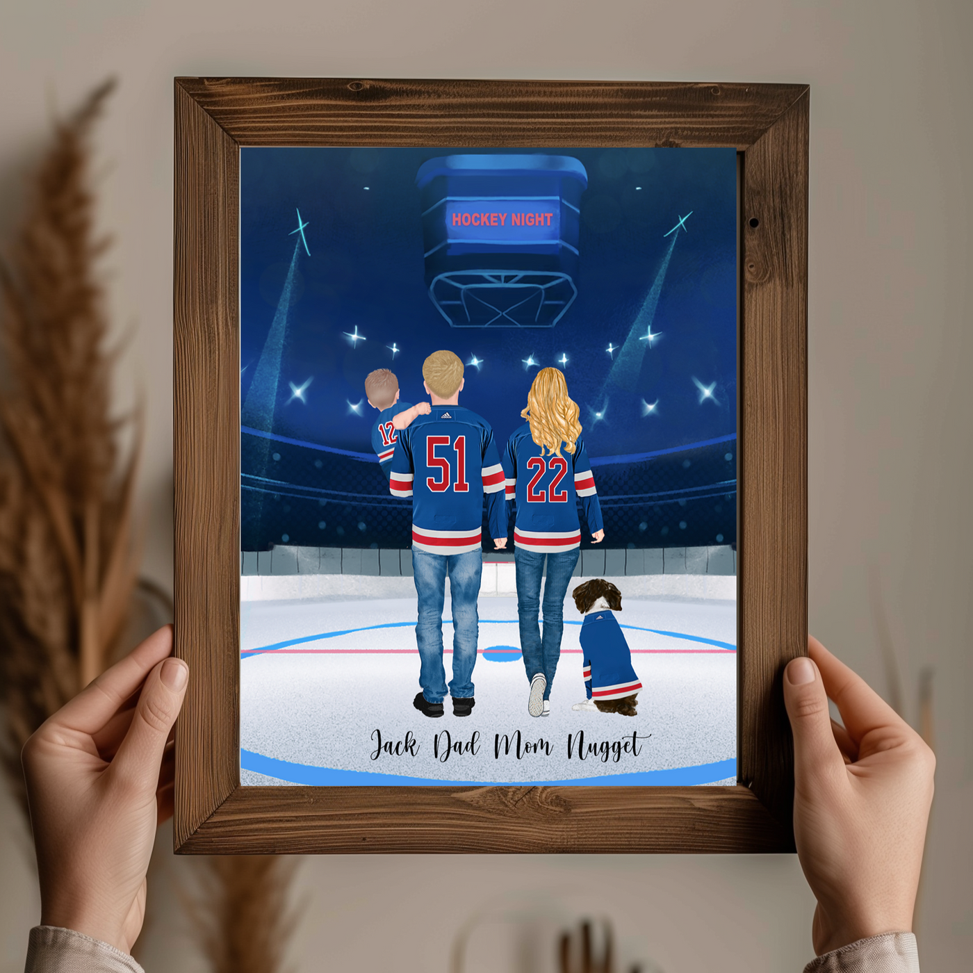 Custom Hockey Family Portrait, Hockey Gift, Hockey, Hockey Poster, Hockey Lover Gift, Ice Hockey, Hockey Gifts,Hockey Mom,Hockey Coach Gift,