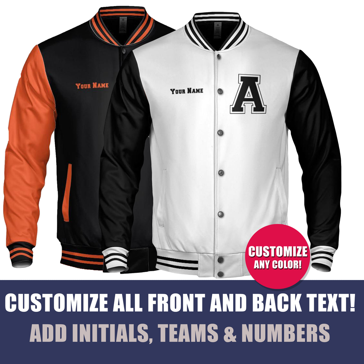 Custom Hockey Varsity jackets, All-Season Light Weight, Bomber Jackets, All Colors Available!