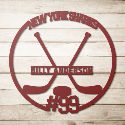 Custom Metal Die-Cut Hockey Player sign