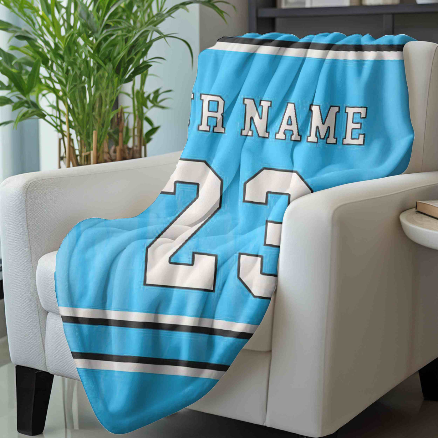 Create Your Own Custom Sports Jersey Blanket In All Colors, Personalized Name and Number, Soft Fleece and Sherpa Blankets